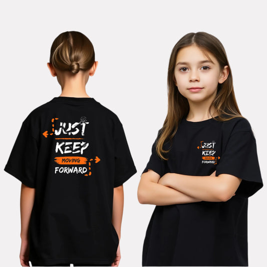 Girls Printed Oversized  T-Shirt Black Color