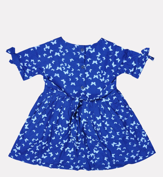 Floral Print Round-Neck Dress Half Sleeve