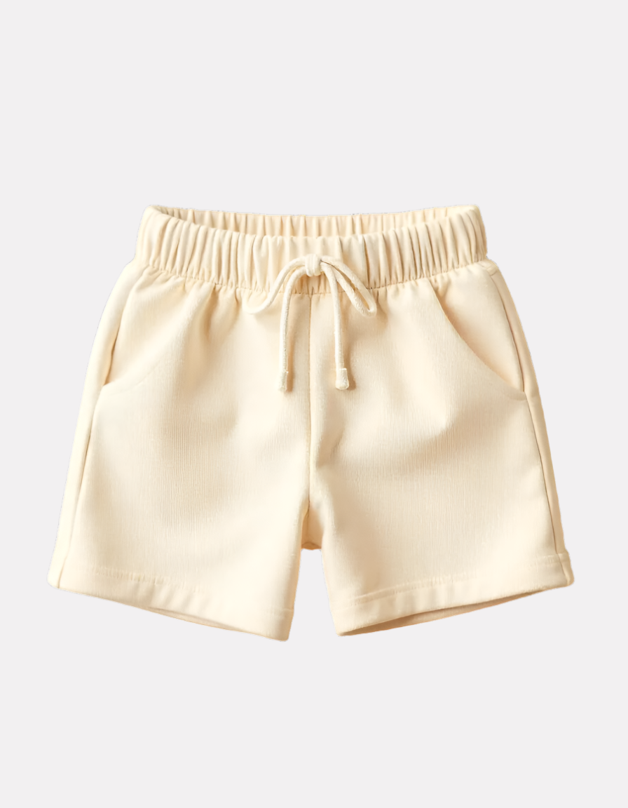 Black Printed T-shirt with Beige Shorts Set