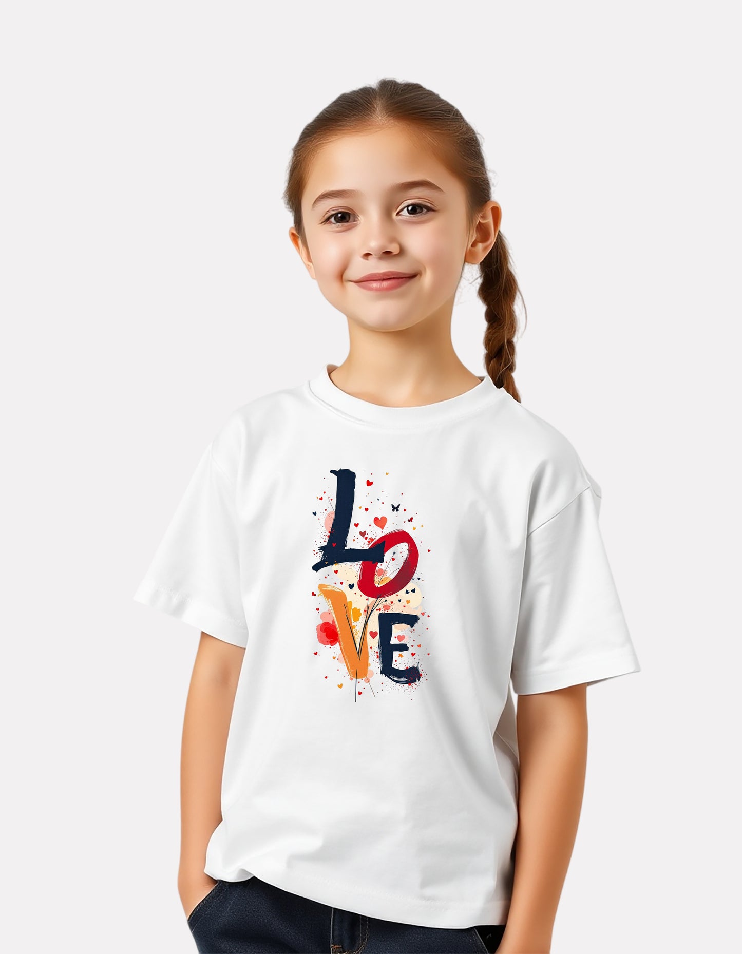 Junior White Printed Casual Cotton T-Shirt for Girls