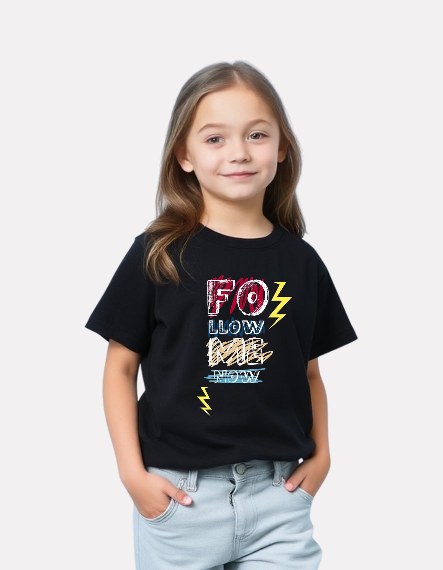 Junior Girls Printed T-Shirt Black Color