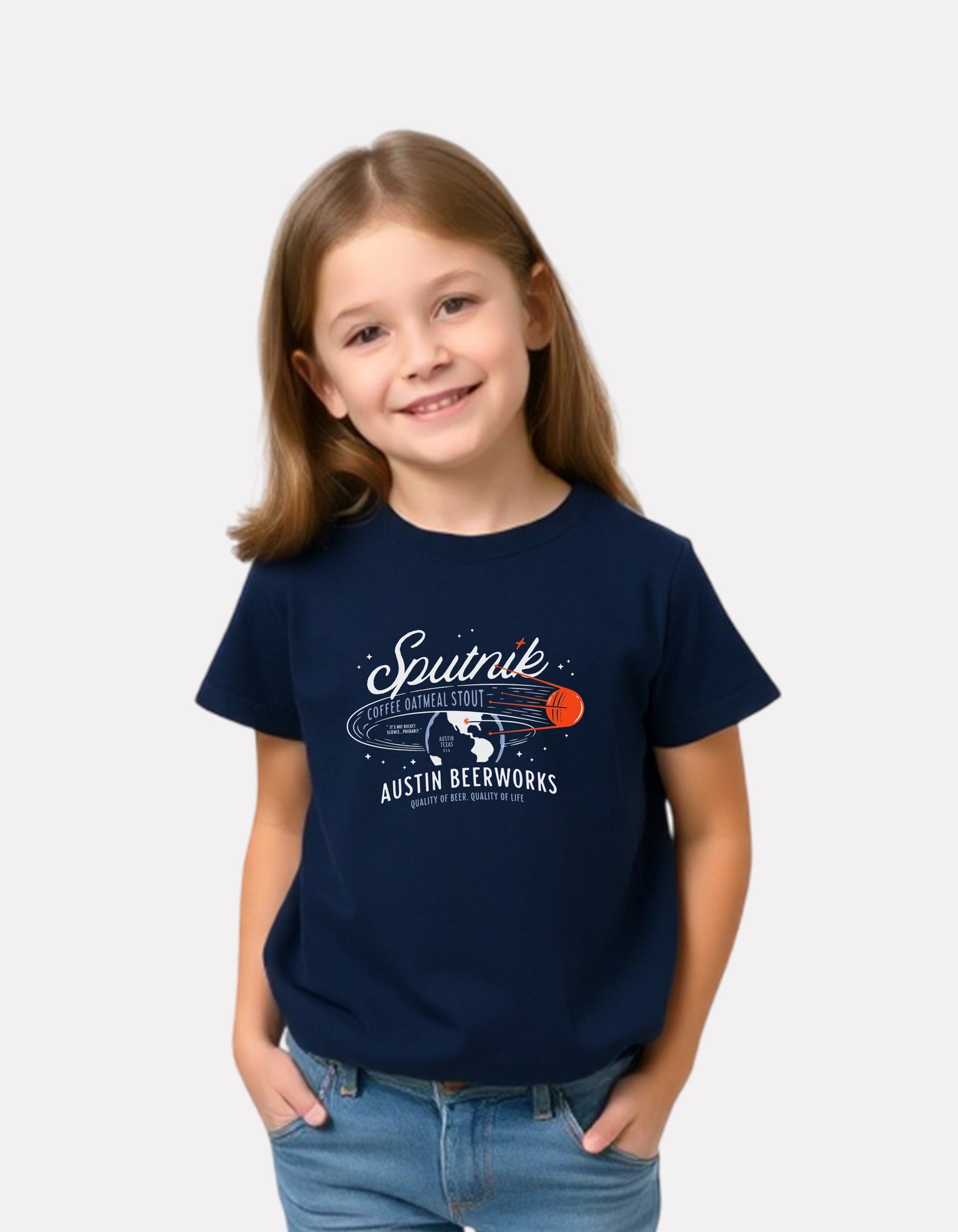Printed Navy Blue Cotton T-Shirt for Girls