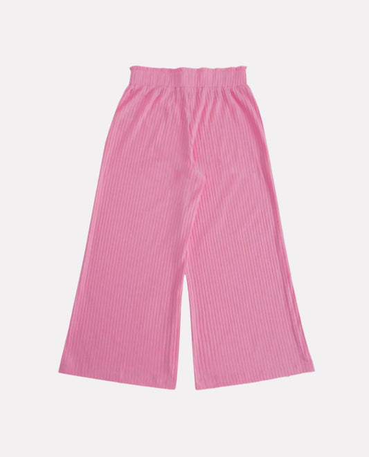 Girls Pink Color Striped Palazzos