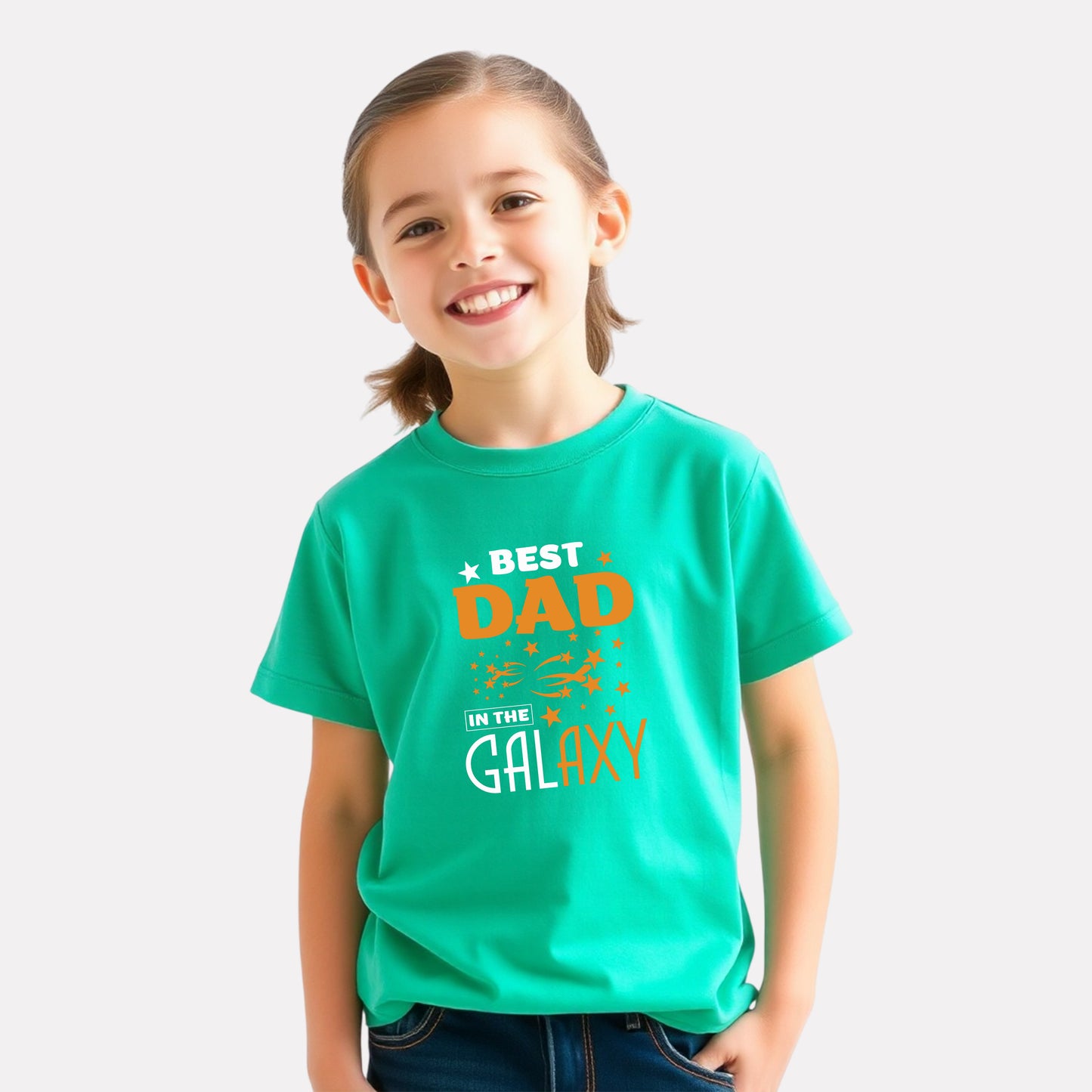 Green Color Graphic Print T-Shirt For Girls