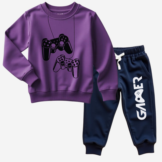 Cozy Kids Sweatshirt Set Lavender & Navy