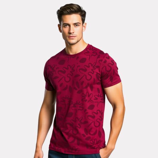 Men's 3-Pack Printed Round Neck Cotton T-Shirts