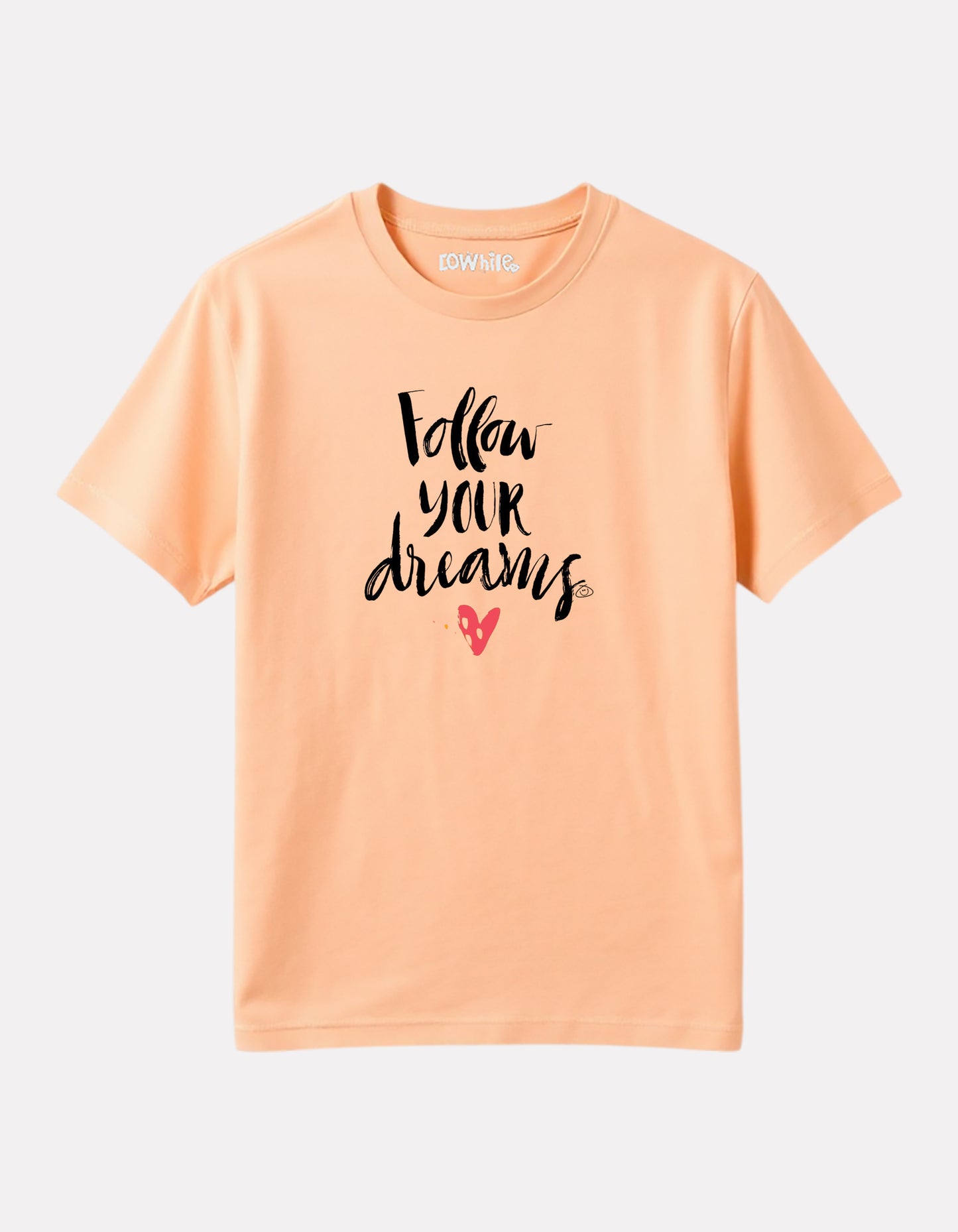 Girl Printed Regular Fit Peach Cotton T-Shirt