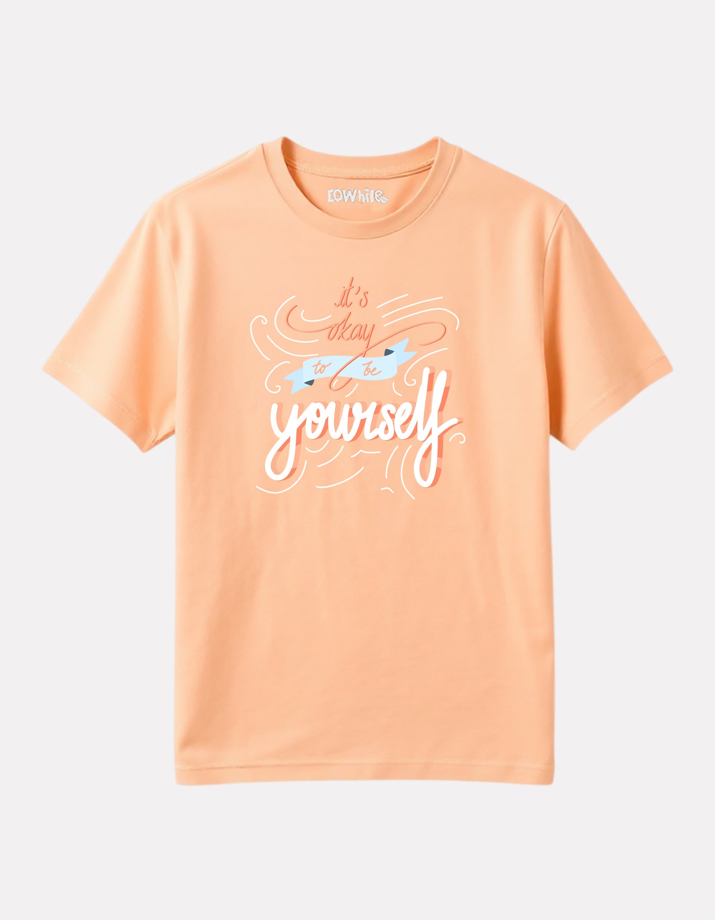 Printed Regular Fit Peach color Cotton T-Shirt