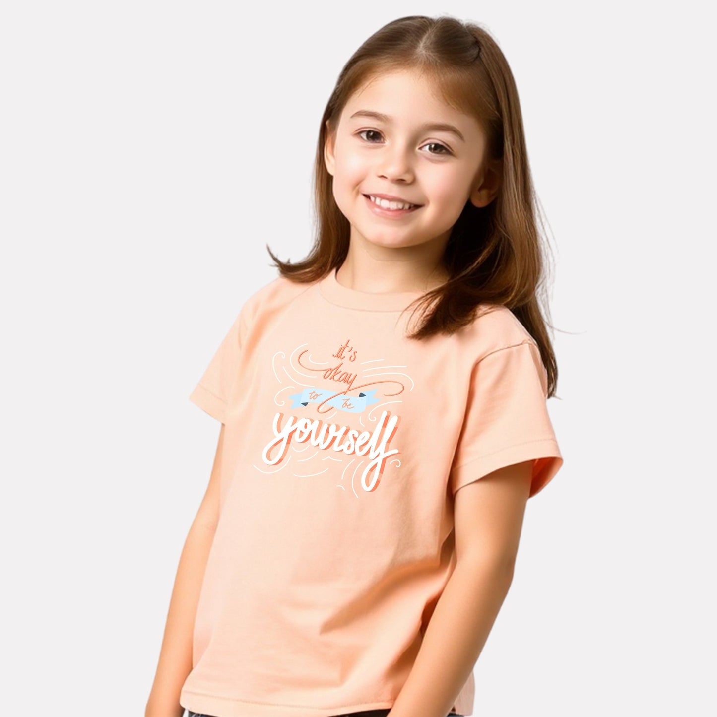 Printed Regular Fit Peach color Cotton T-Shirt