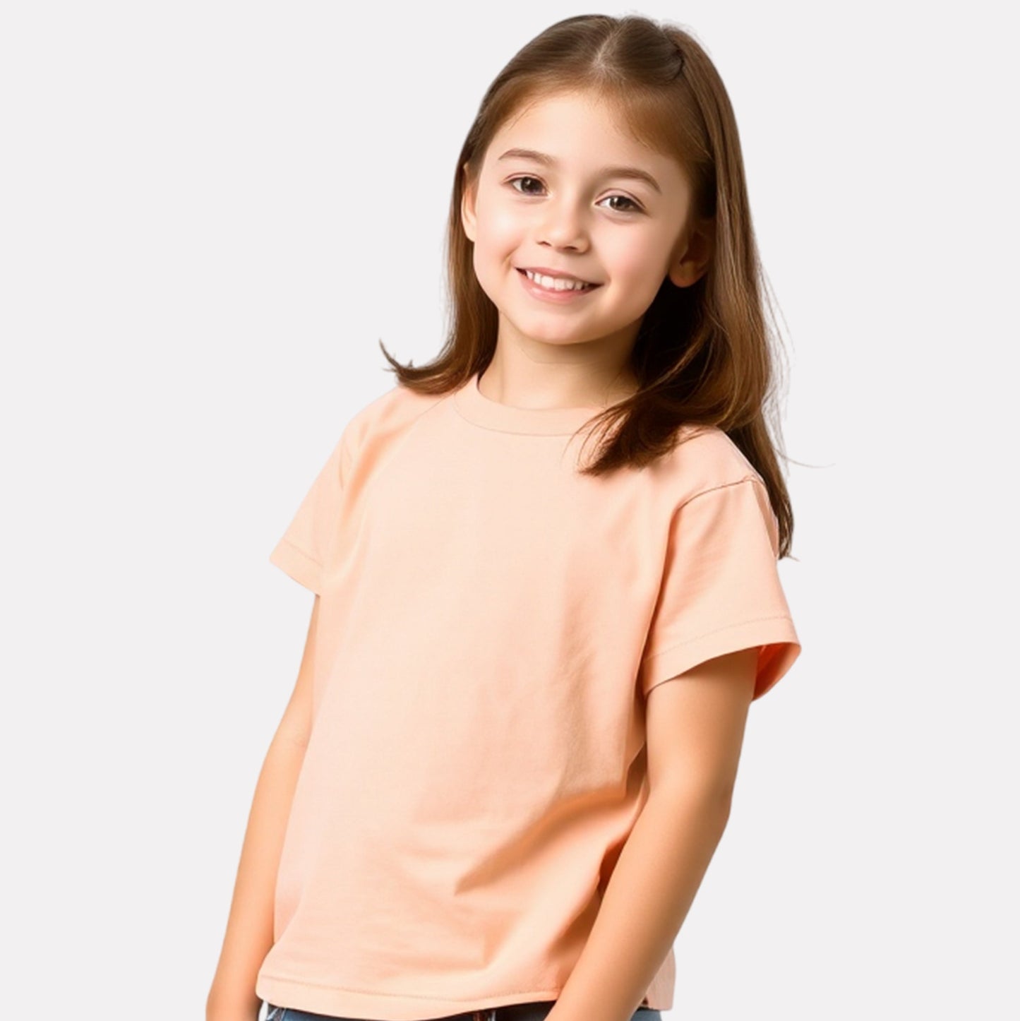 Junior Girl Plain Peach Color Cotton T-Shirt