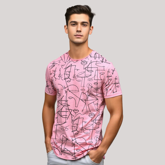 Men's 3-Pack Printed Round Neck Cotton T-Shirts