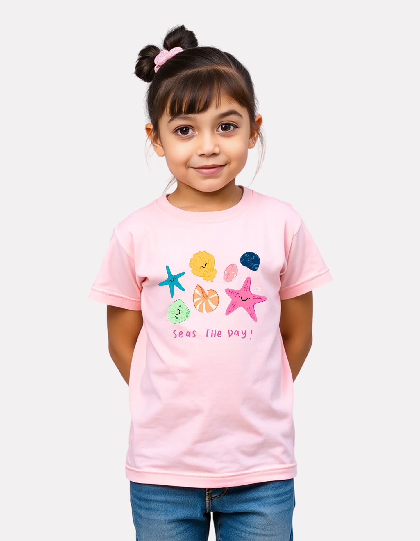 Junior Girl Printed Baby Pink Cotton T-Shirt