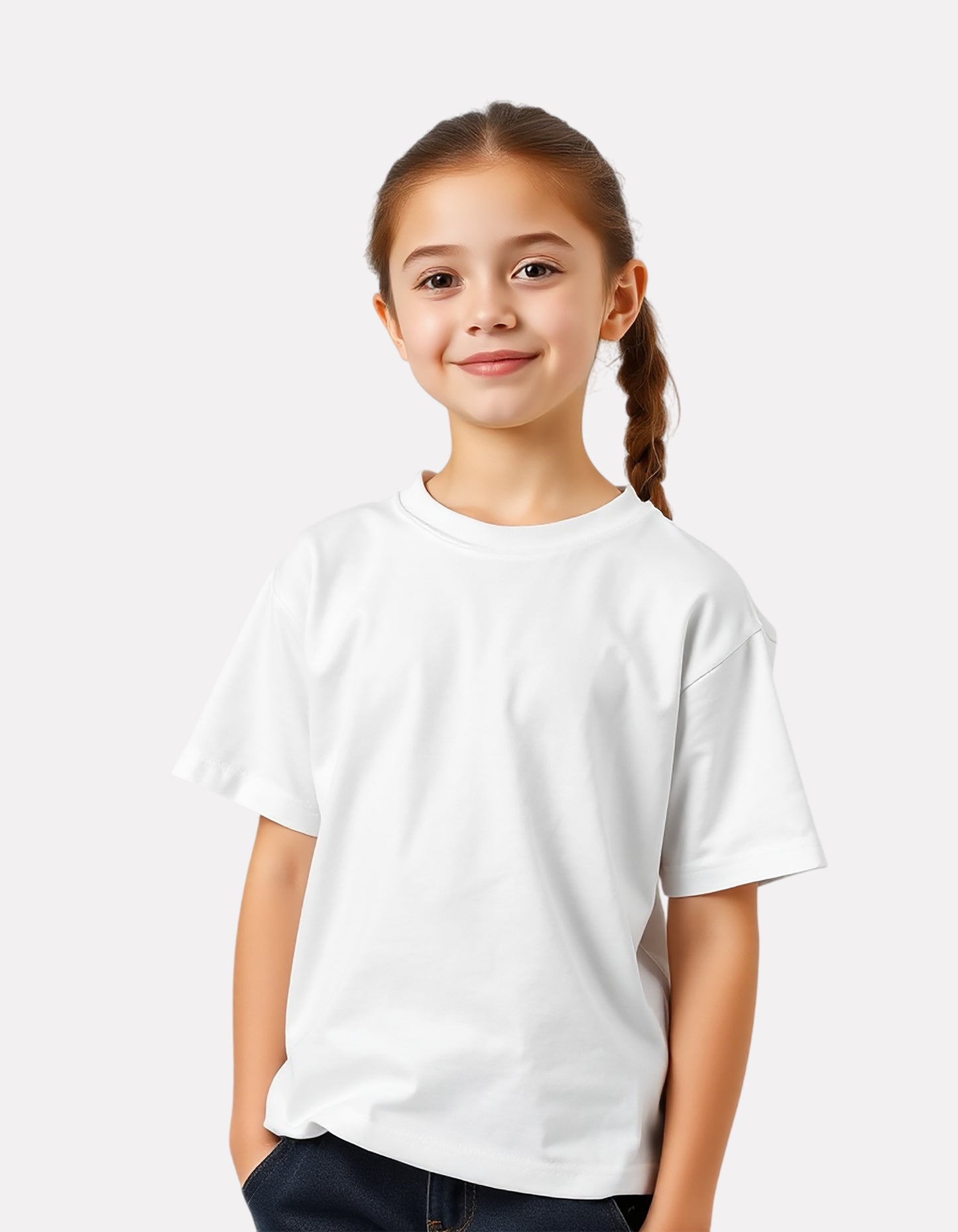 Junior White Casual Cotton T-Shirt for Girls