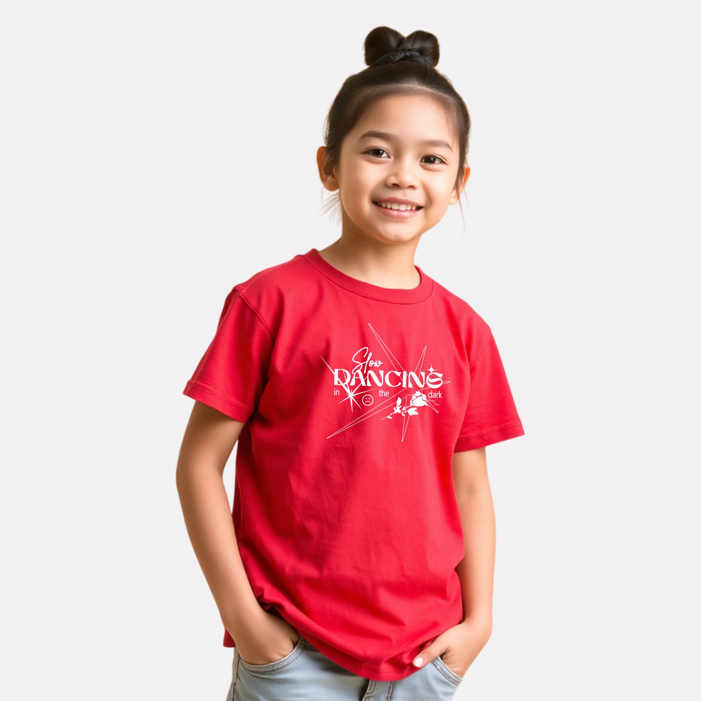 Junior Girl Printed Red Casual Cotton T-Shirt