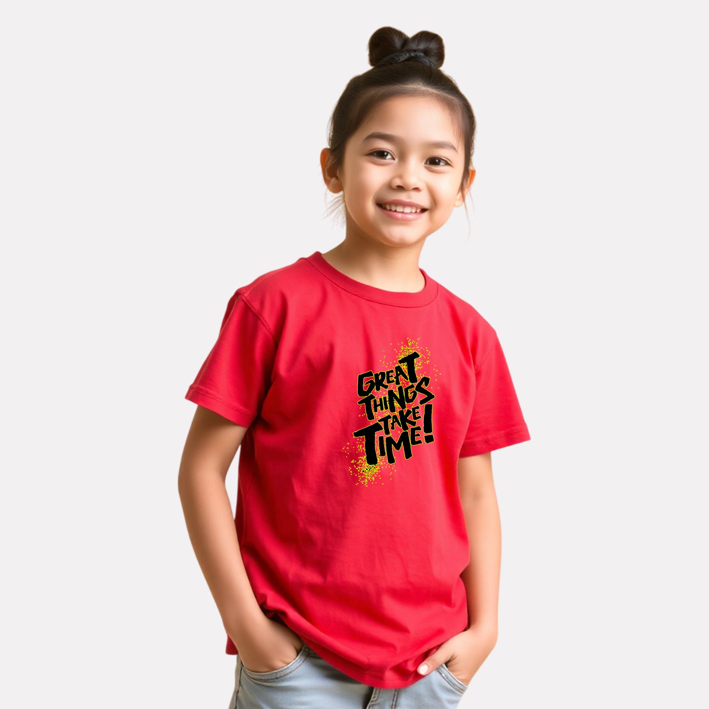 Junior Girl Printed Red Casual Cotton T-Shirt
