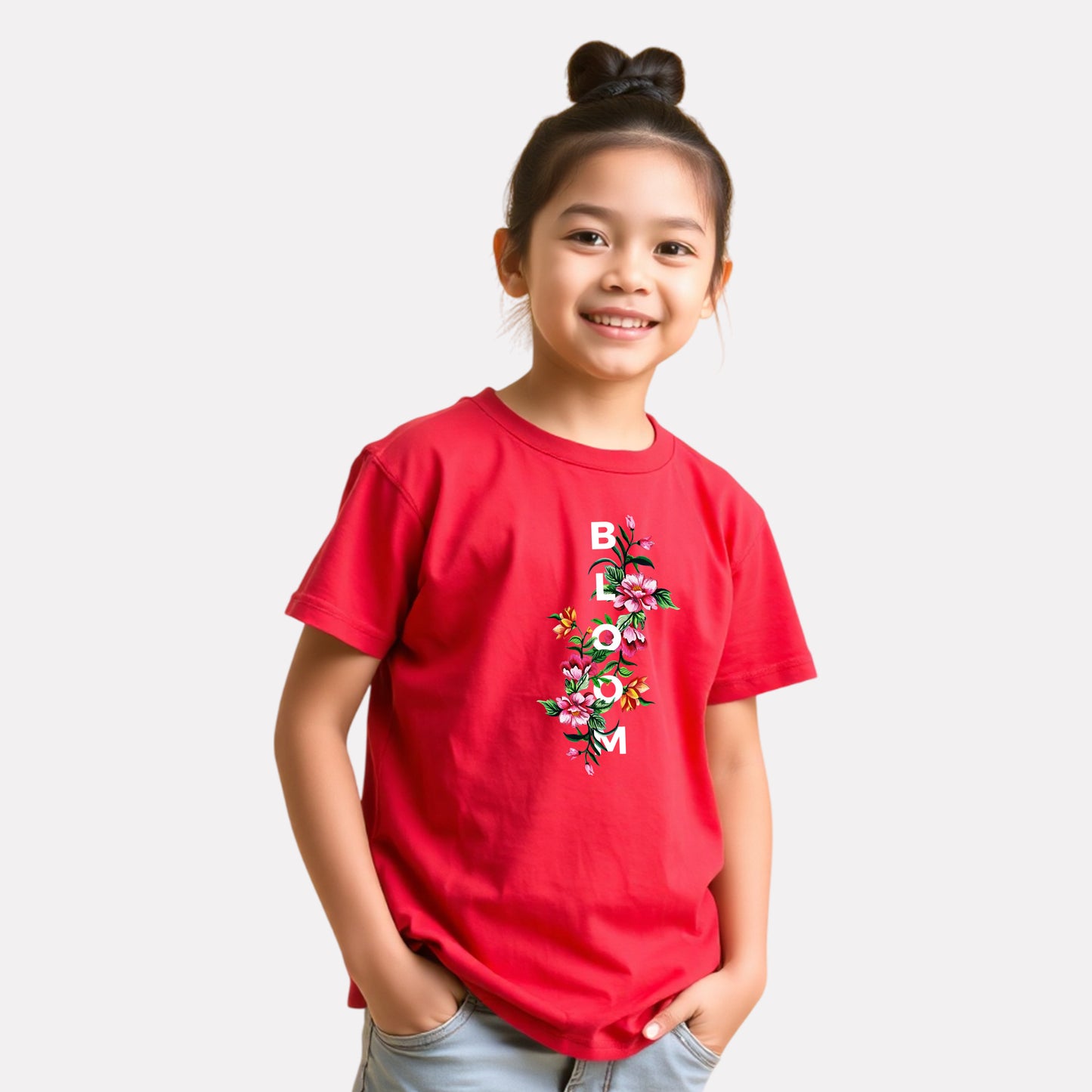 Junior Girl Printed Red Casual Cotton T-Shirt