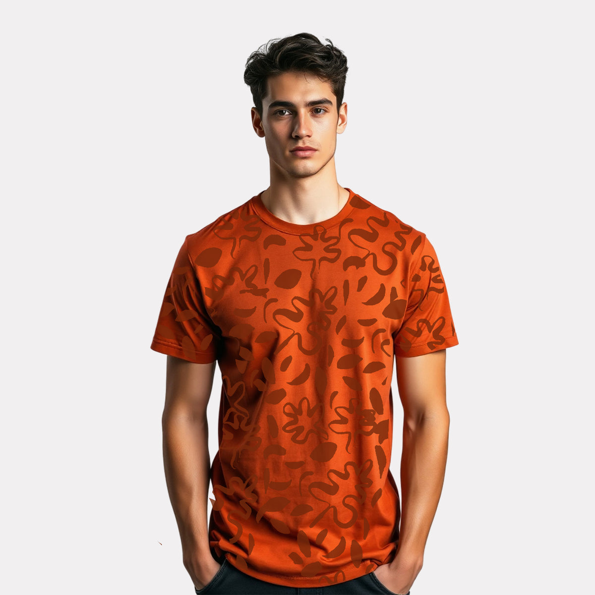 Men's 3-Pack Printed Round Neck Cotton T-Shirts