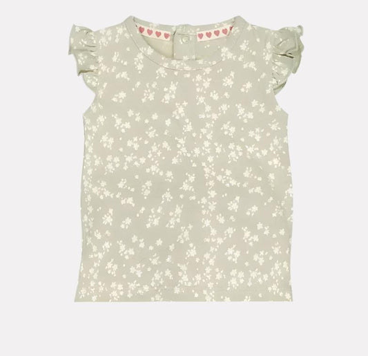 Girls baby T-shirt soft green embroidery