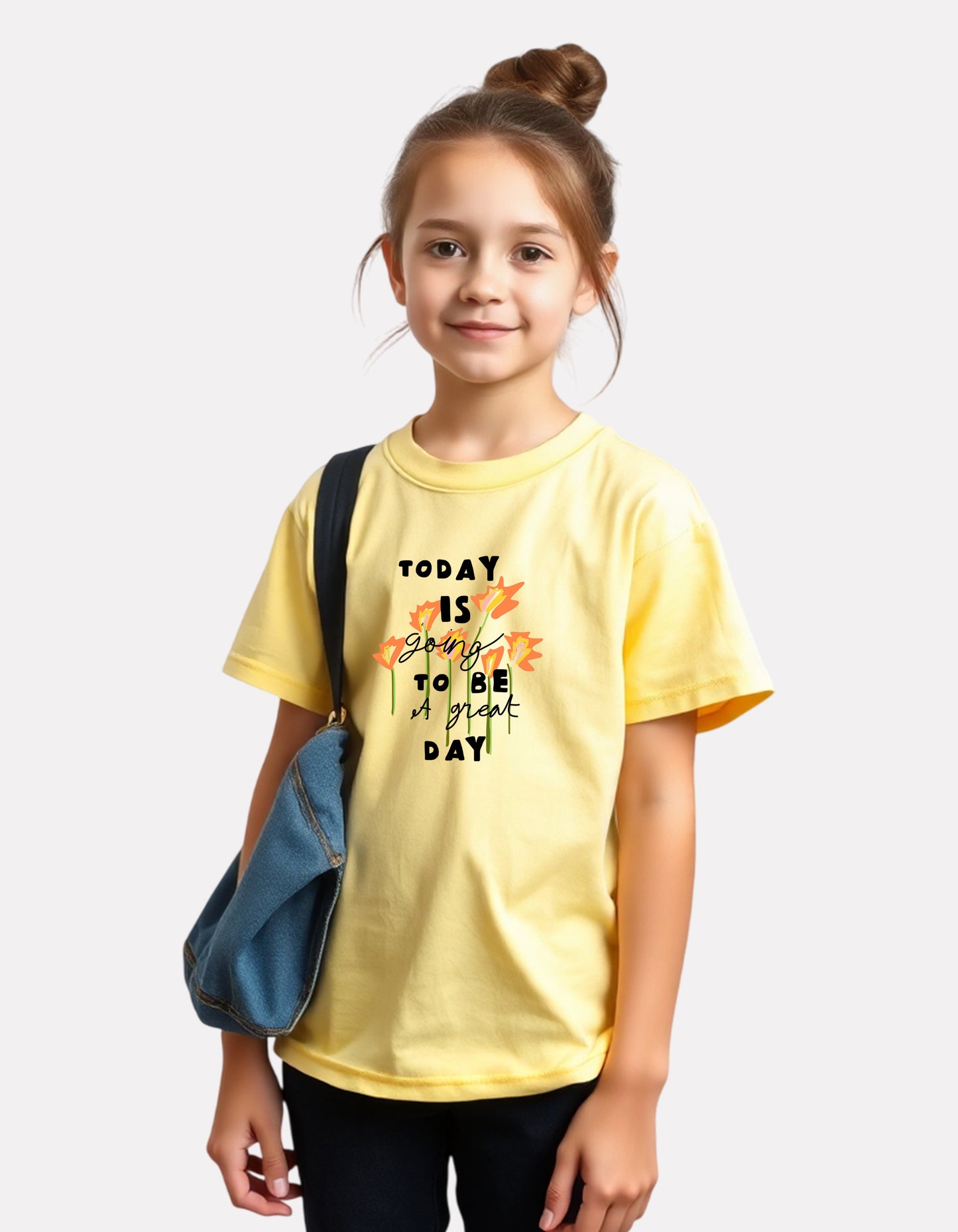 Junior Girl Printed light yellow Cotton T-Shirt