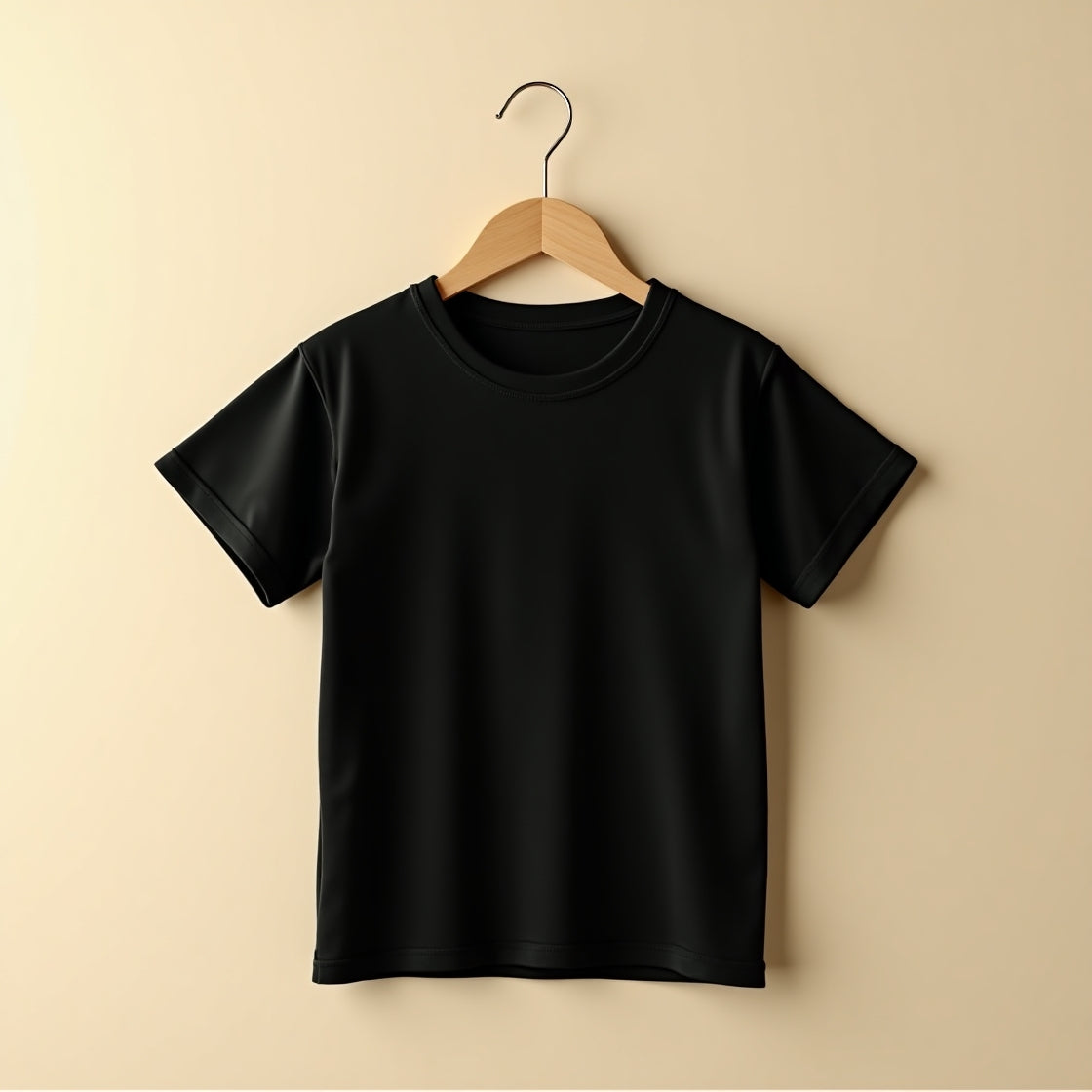 Half Sleeve Plain Black Tee With Beige Track Pants Set