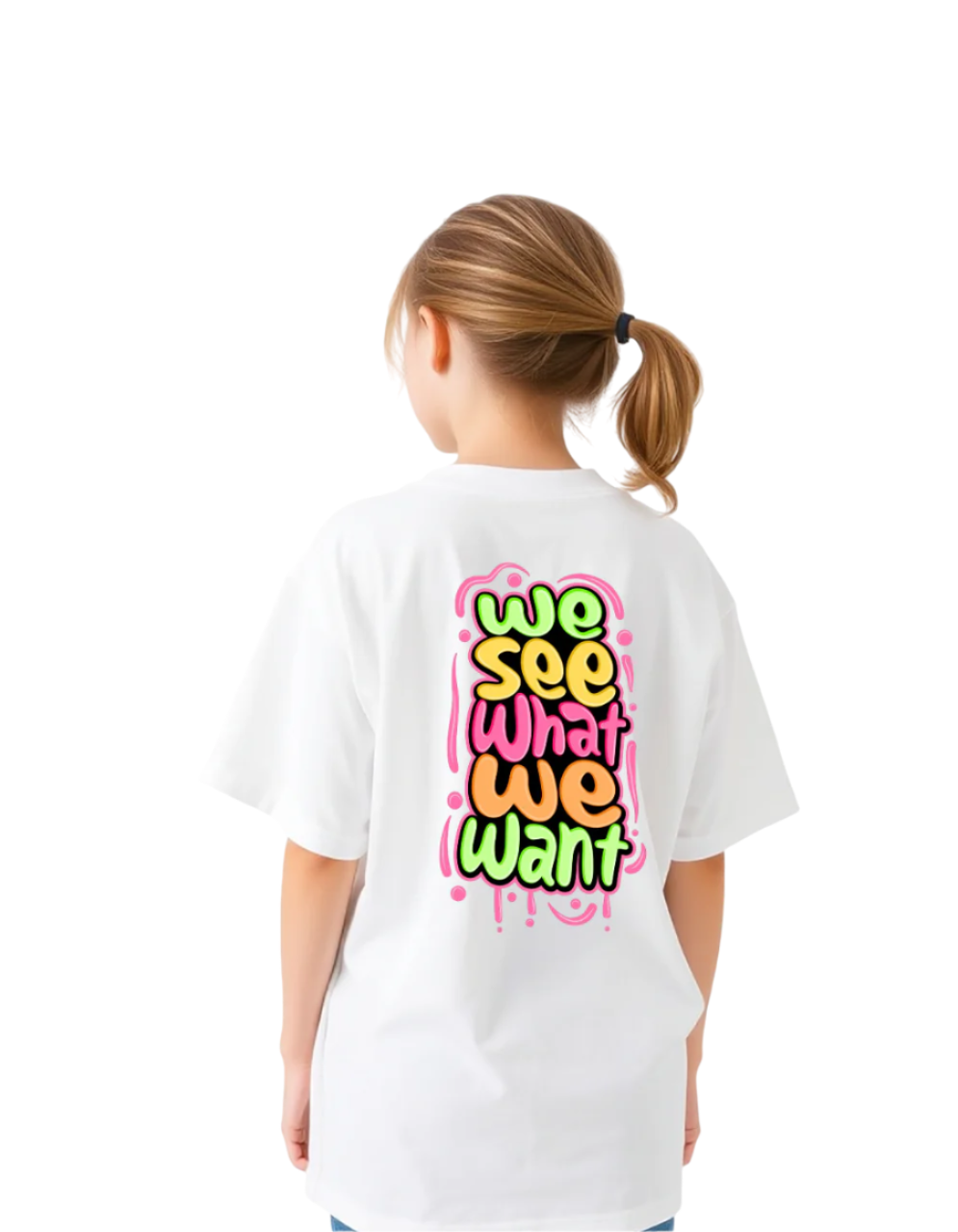 Girls Printed Extended Sleeves Oversized T-shirt