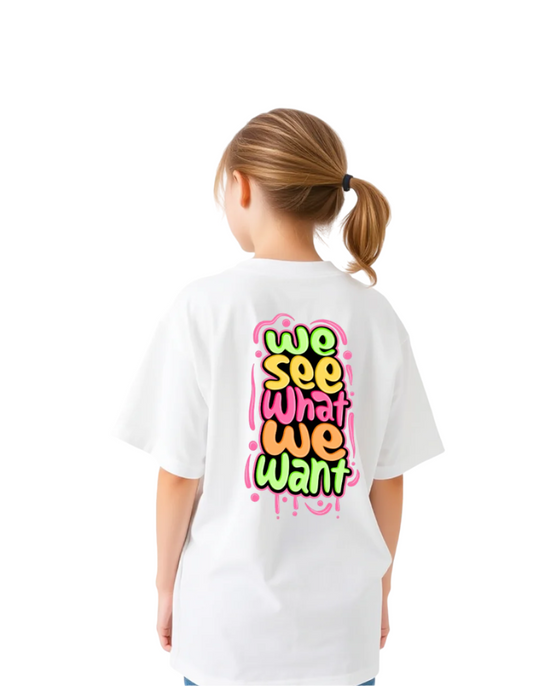 Girls Printed Extended Sleeves Oversized T-shirt