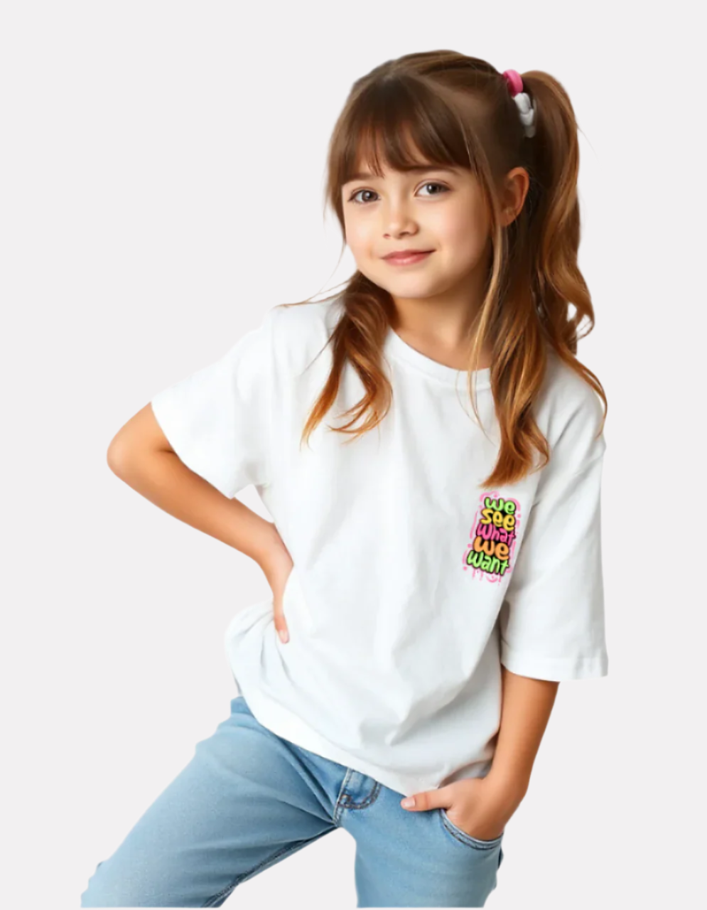 Girls Printed Extended Sleeves Oversized T-shirt