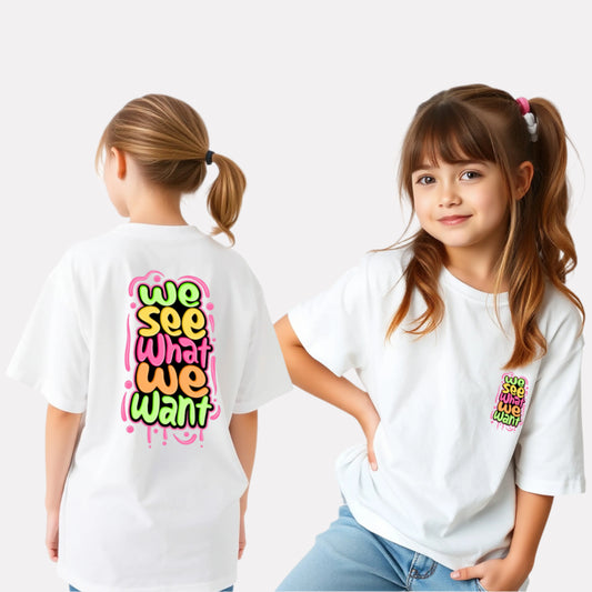 Girls Printed Extended Sleeves Oversized T-shirt