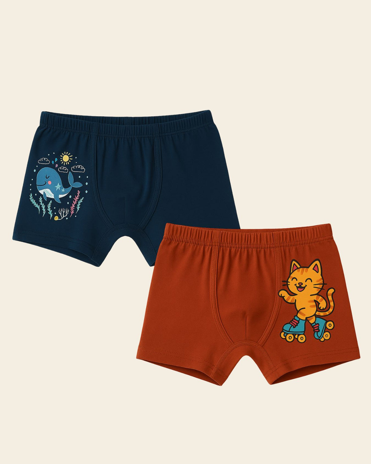 Pack Of 2 Printed Cotton Trunks kids