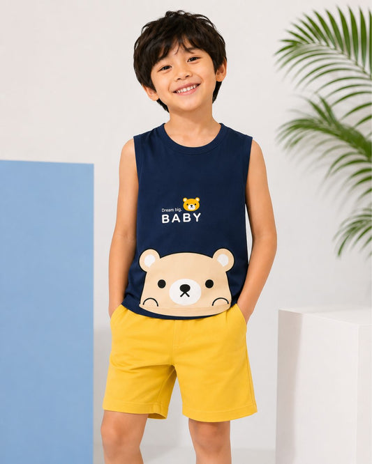 Sleeveless kids t shirt shorts set