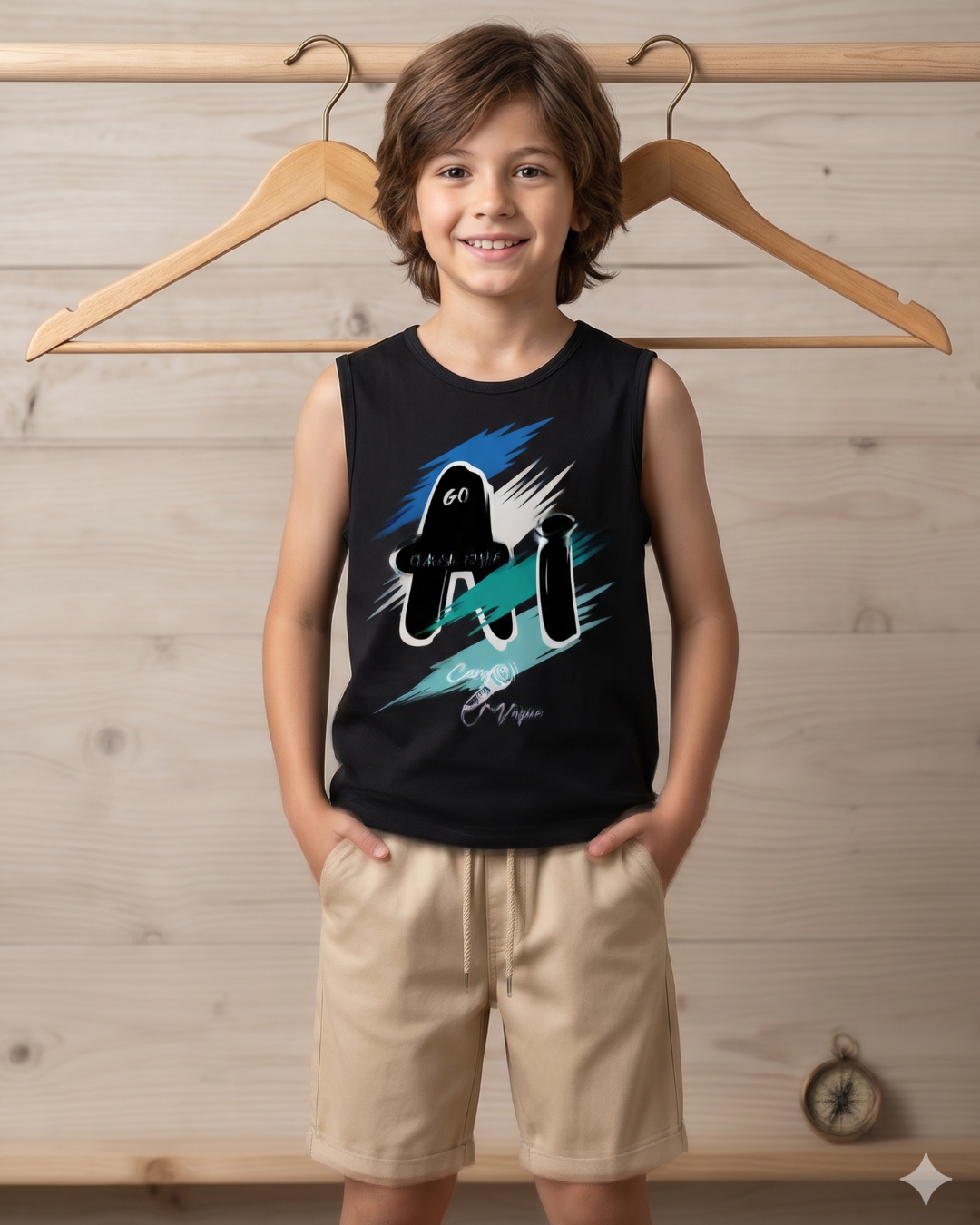 Casual Kids Sleeveless Tee With Short