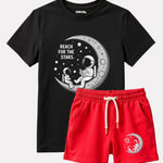 Boys Printed T-Shirt with Shorts Cotton Set