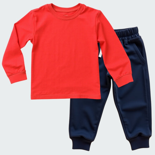 Track Style: T-Shirts-Pants (Red & Navy)