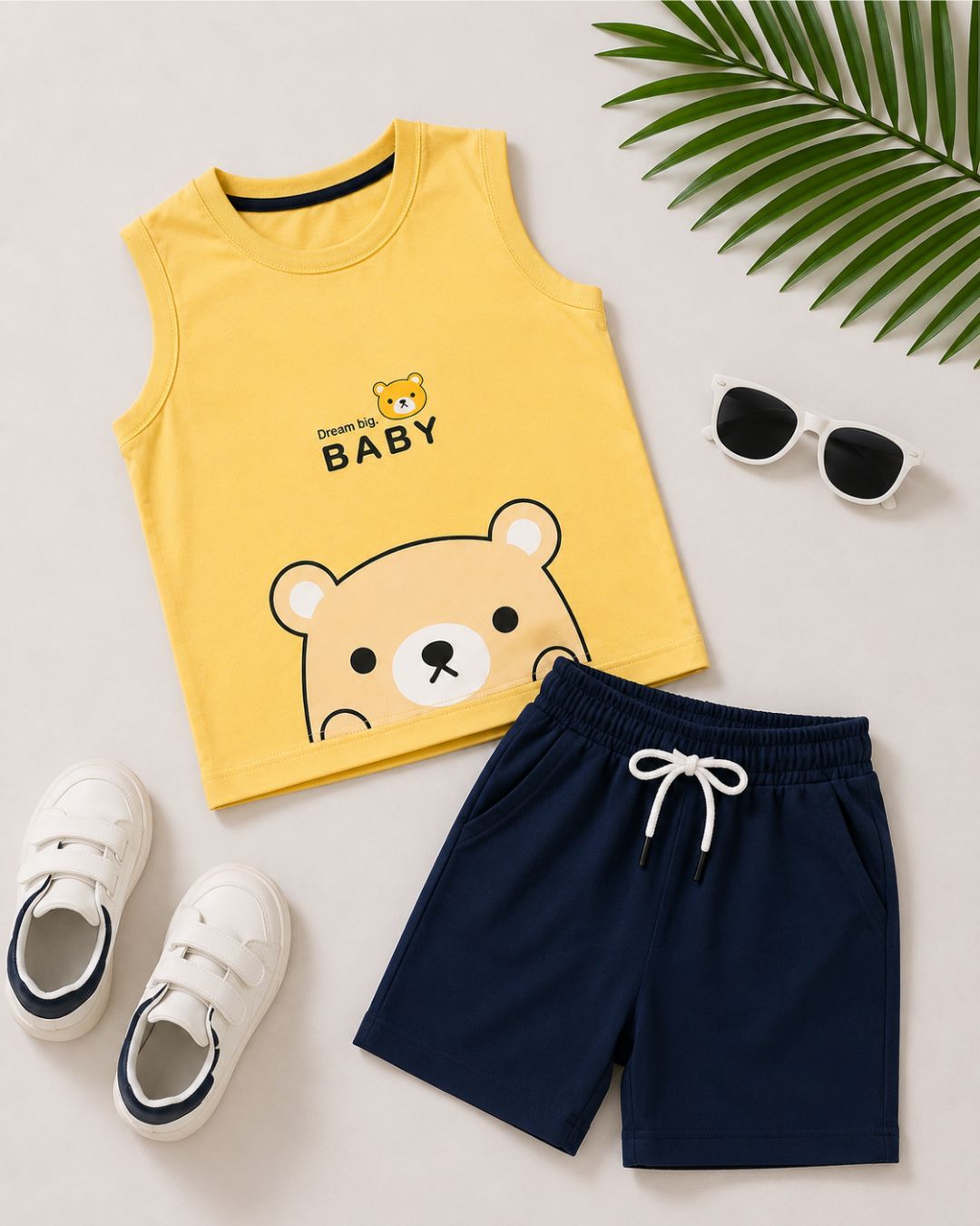 Sleeveless kids cotton T-Shirt shorts set