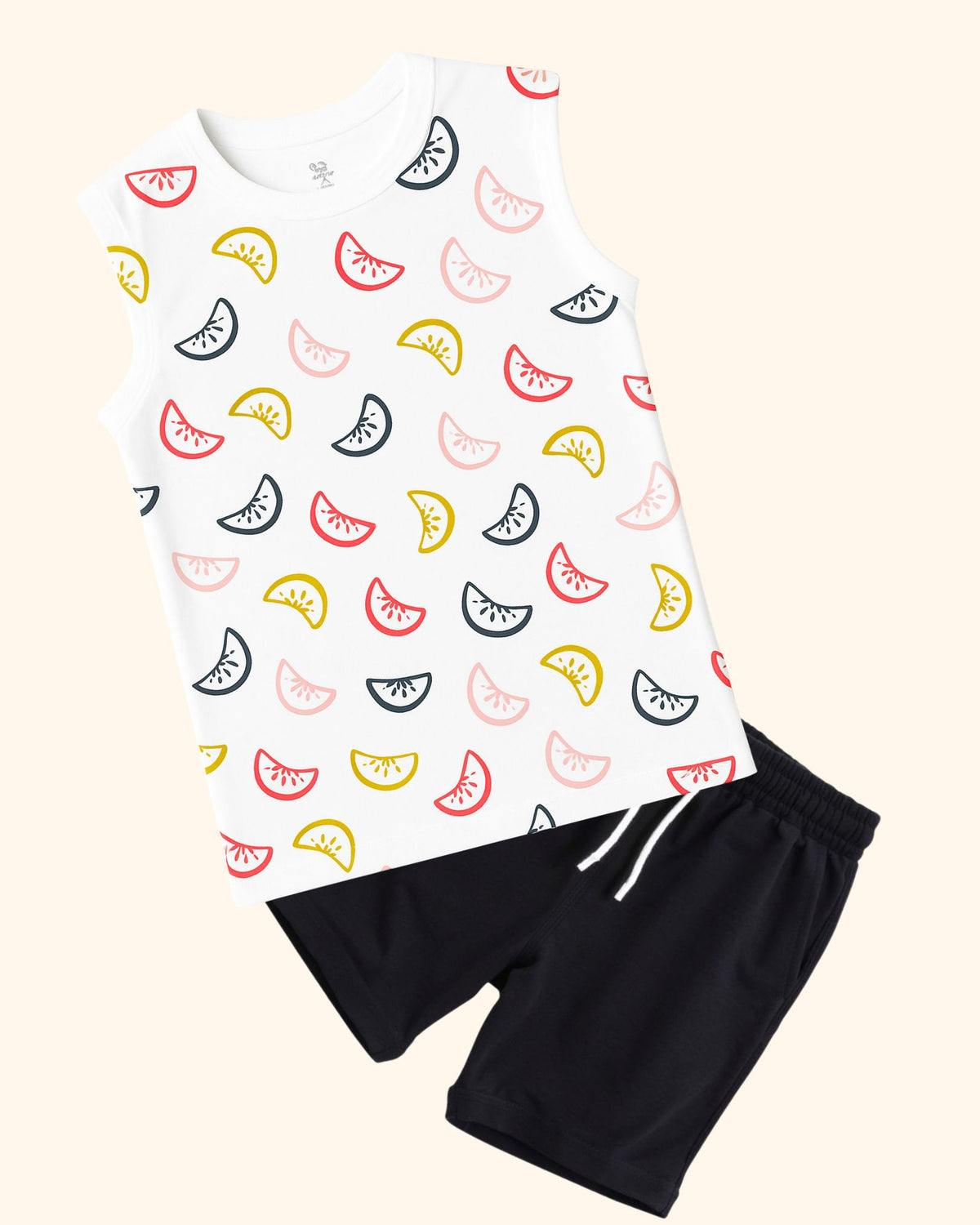 Kids Printed Sleeveless T-shirt with Shorts