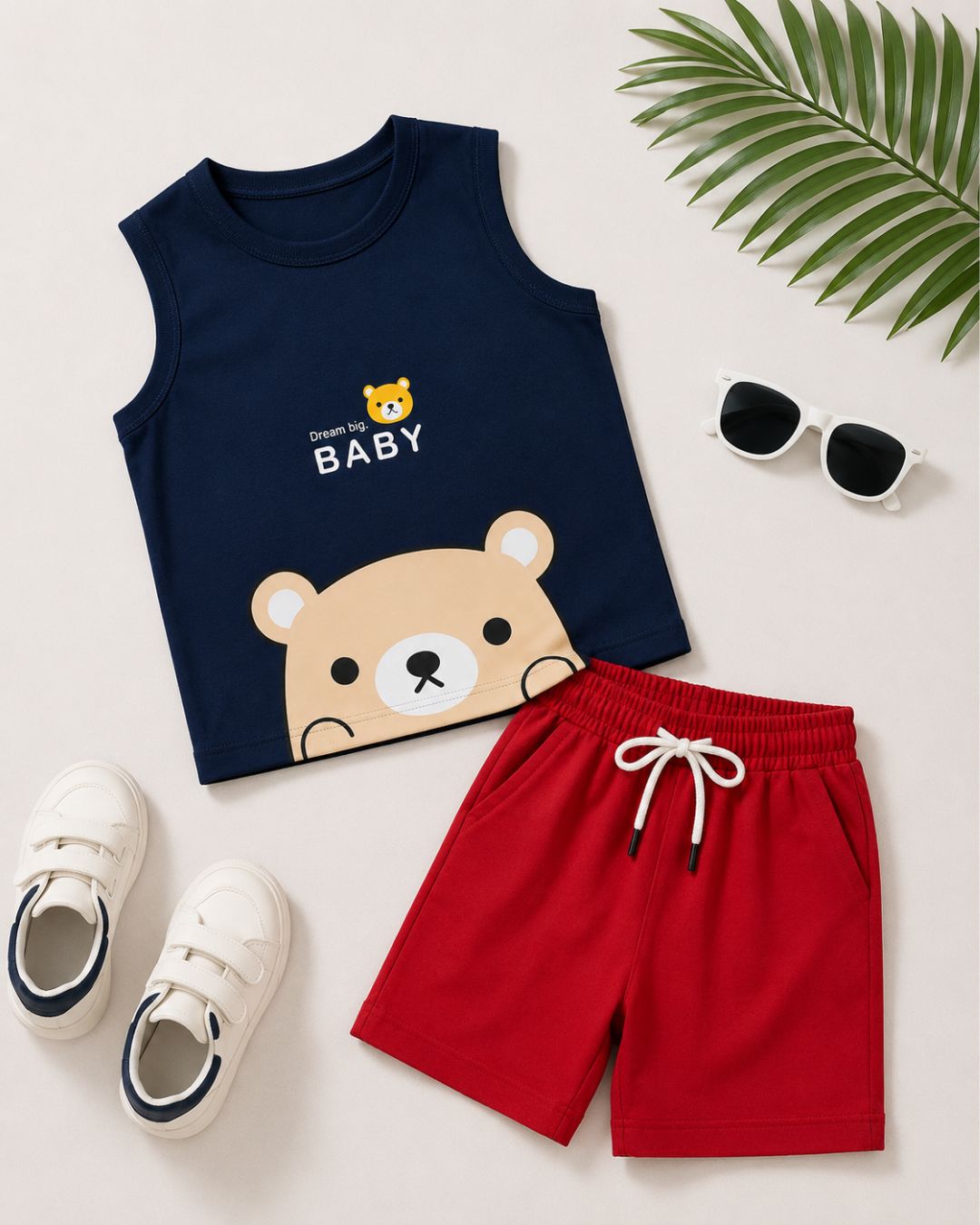 Sleeveless kids cotton T-Shirt shorts set