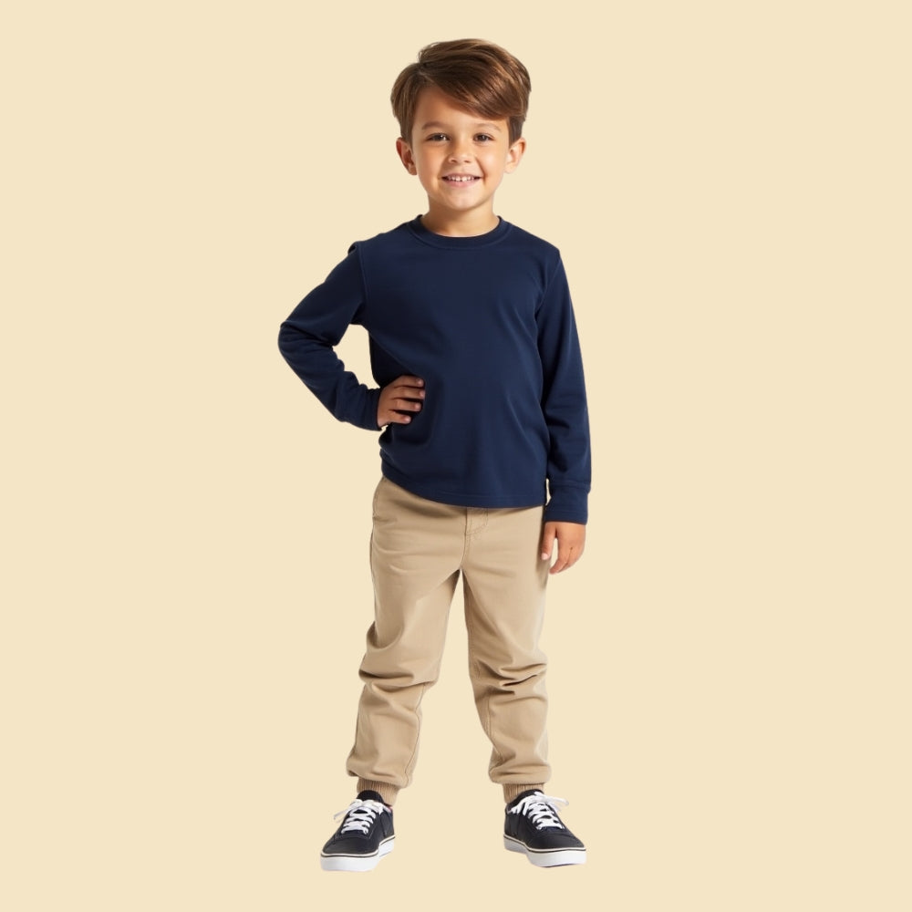 Track Style: T-Shirts-Pants (Navy & Beige)