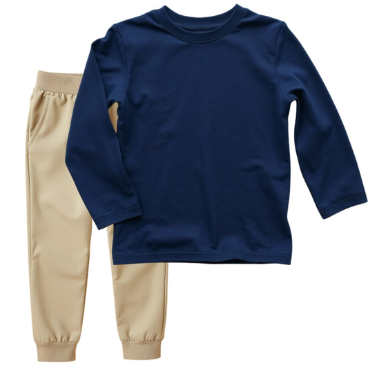 Track Style: T-Shirts-Pants (Navy & Beige)