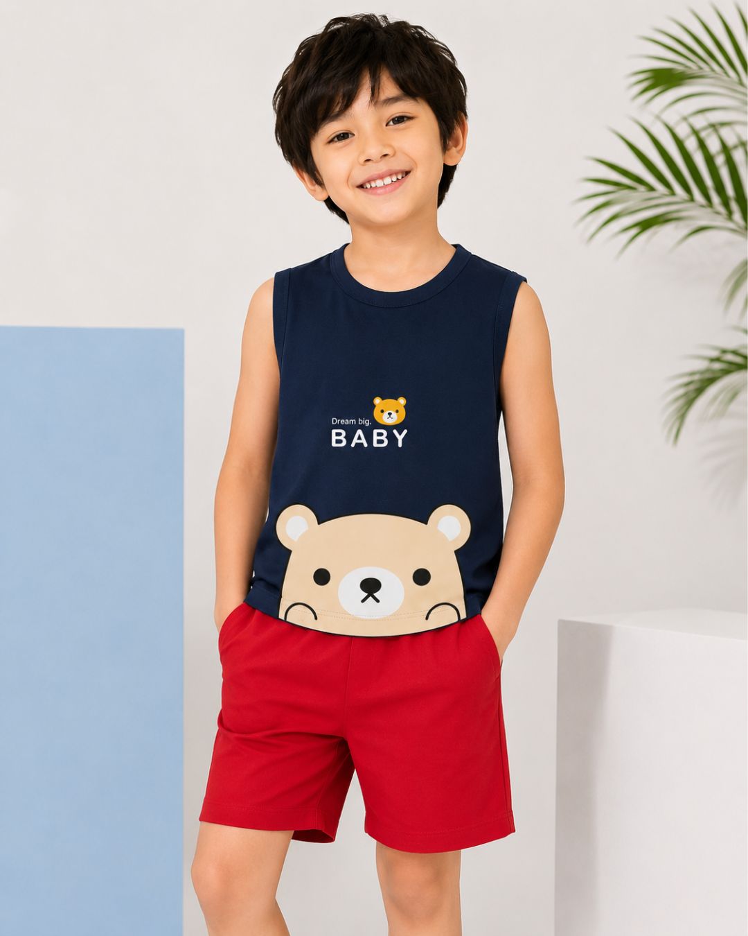 Sleeveless kids cotton T-Shirt shorts set