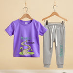 Playtime Ready T-Shirt & Pants (Lavender & Grey Melange)