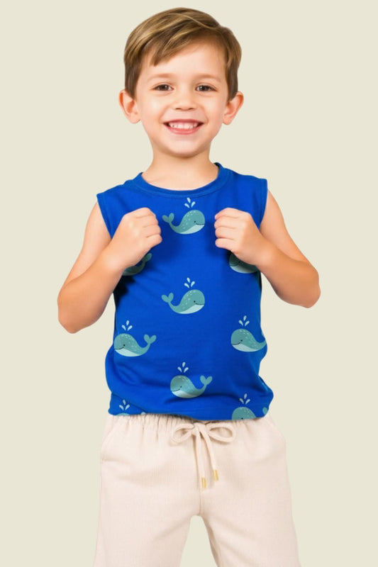 Kids Sleeveless Cotton Tshirt and Shorts Set