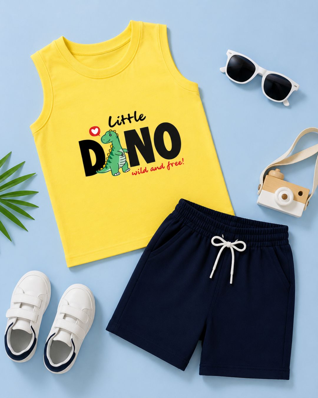 Sleeveless kids cotton T-Shirt shorts set