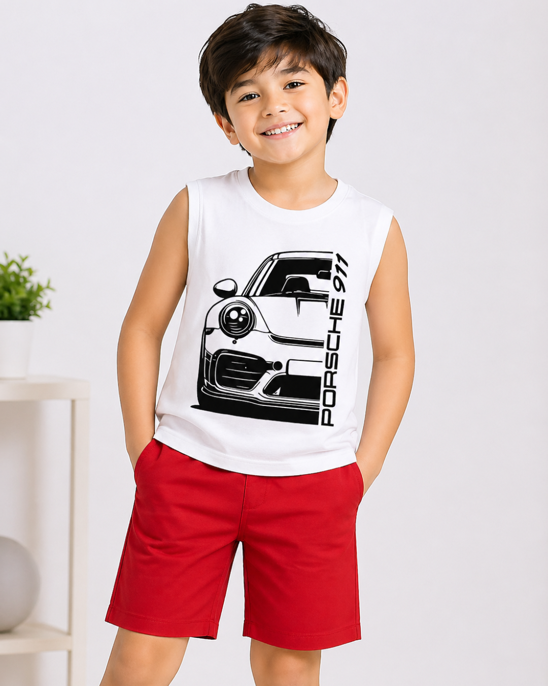 Kids Sleeveless Unisex Tshirt and Shorts Set