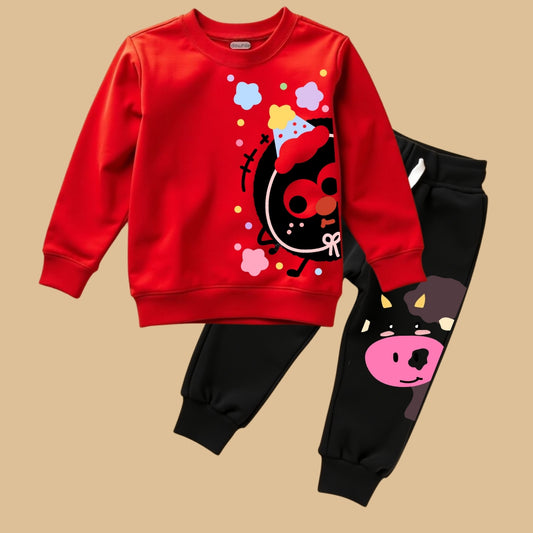Printed Sweatshirt- Track Pant Cord Set