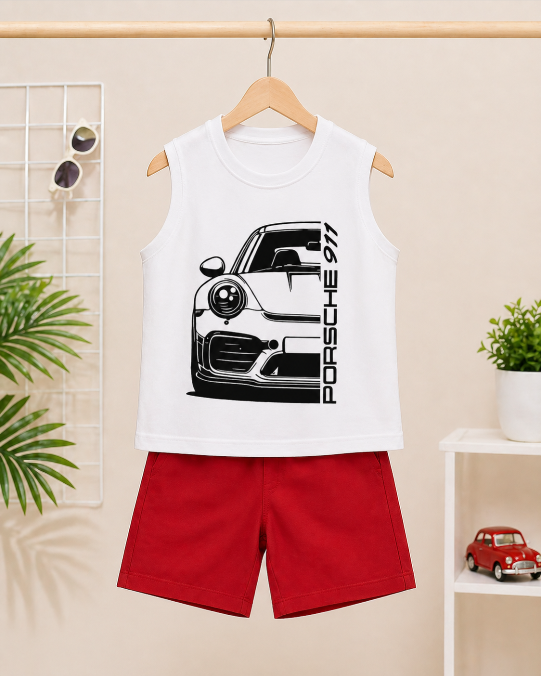 Kids Sleeveless Unisex Tshirt and Shorts Set