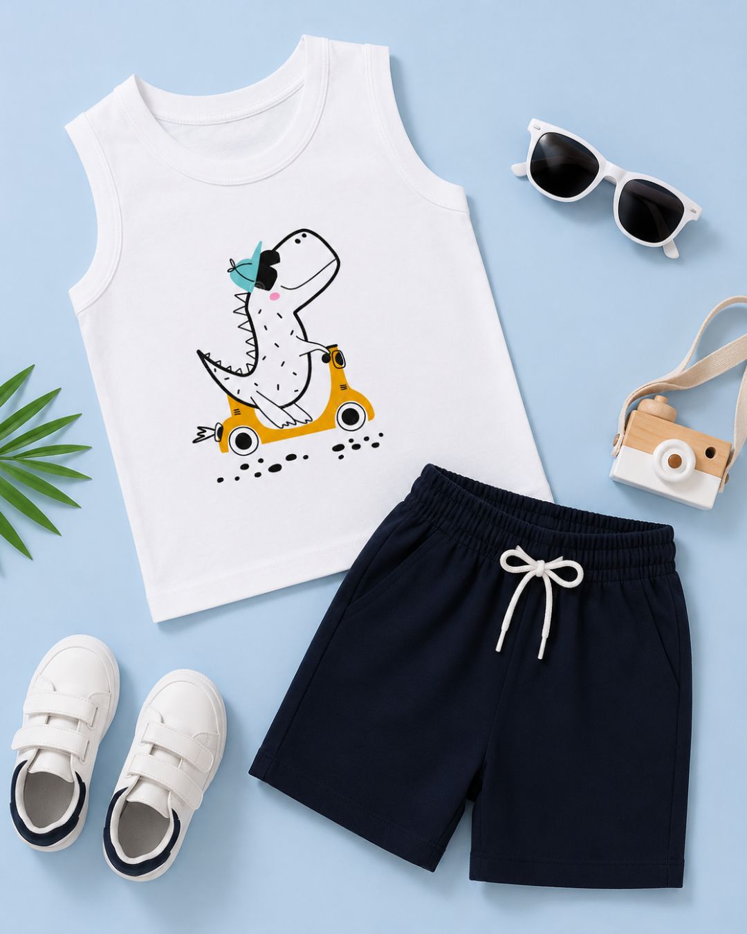 Sleeveless kids cotton T-Shirt shorts set