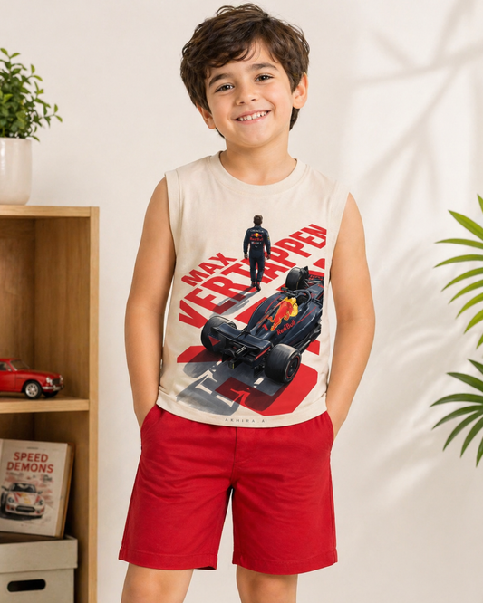 Kids Sleeveless Unisex Tshirt and Shorts Set