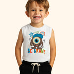 Kids Printed Sleeveless T-shirt with Shorts
