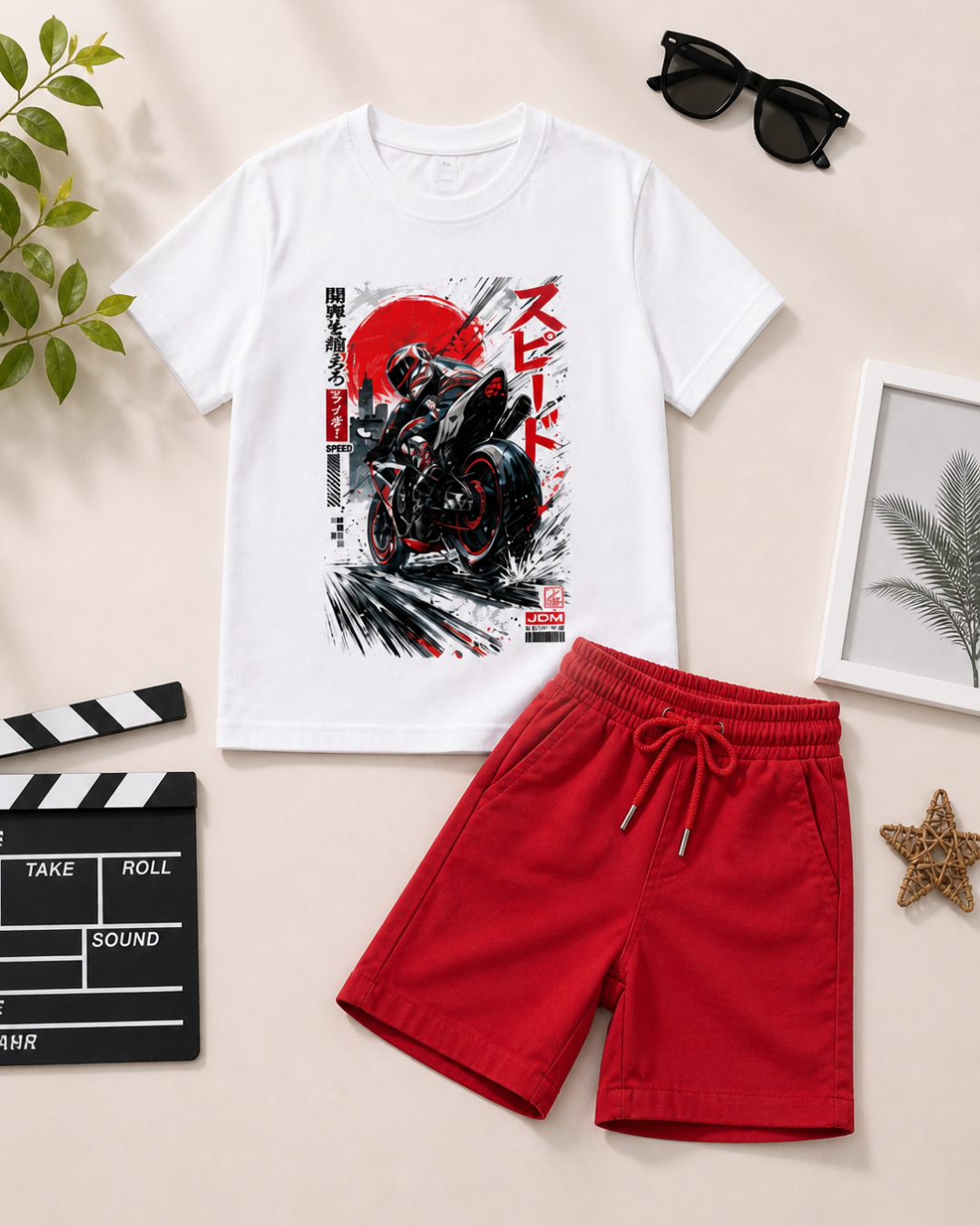 Printed Half Sleeve T Shirt And Shorts Set