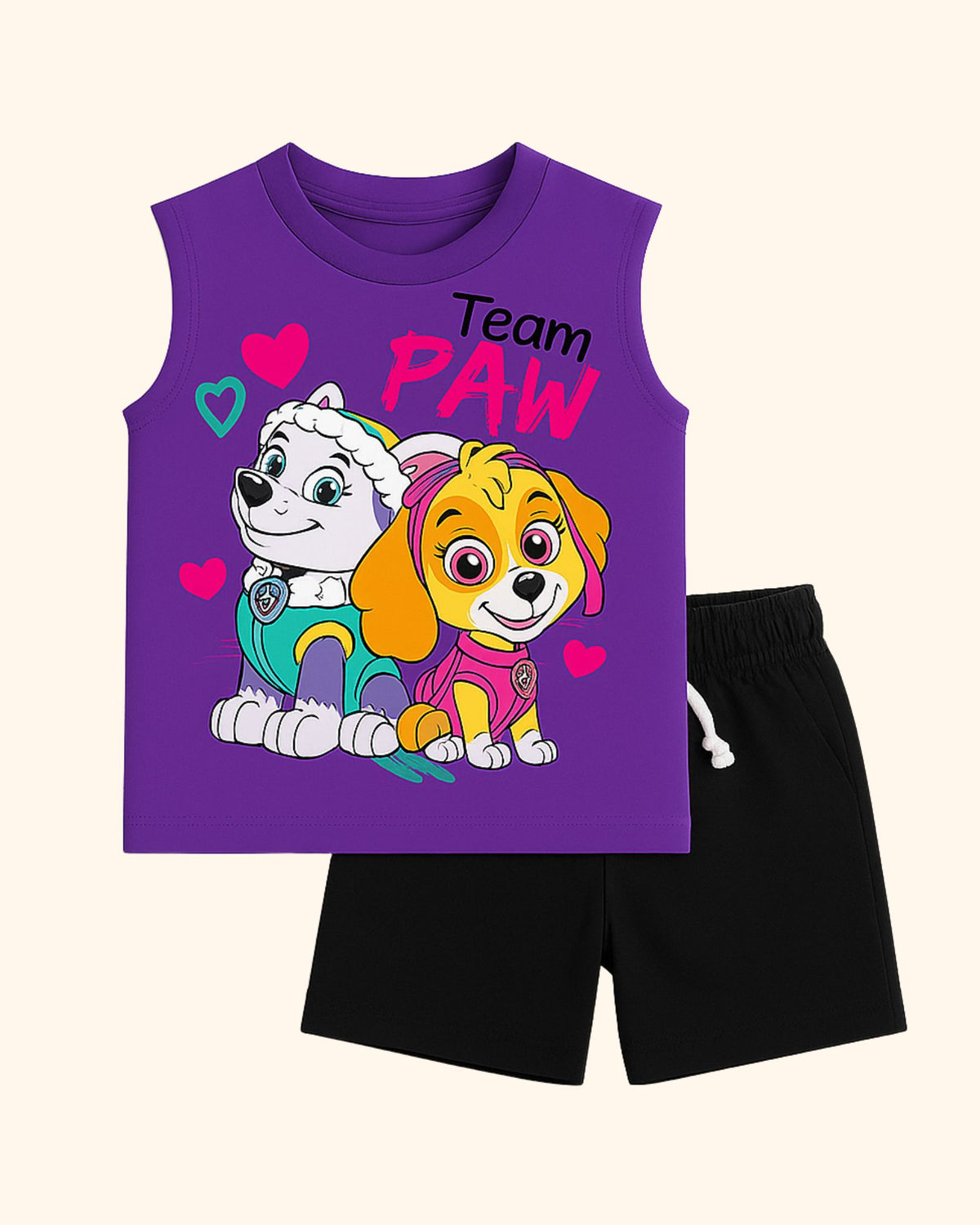 Casual Kids Sleeveless Tee With Short Set